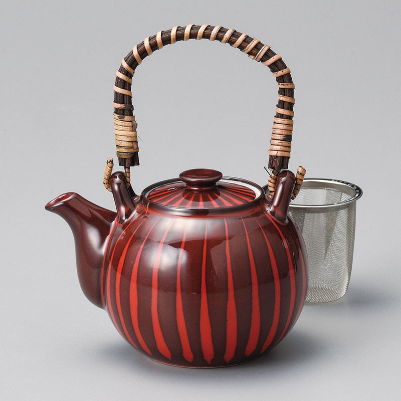 山万 45231-130 赤十草豆土瓶(カゴアミ付) 1個(ご注文単位1個)【直送品】