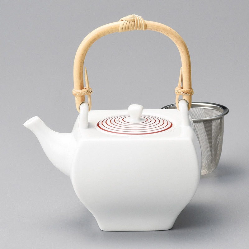 山万 45232-130 赤駒筋角土瓶(カゴアミ付) 1個(ご注文単位1個)【直送品】