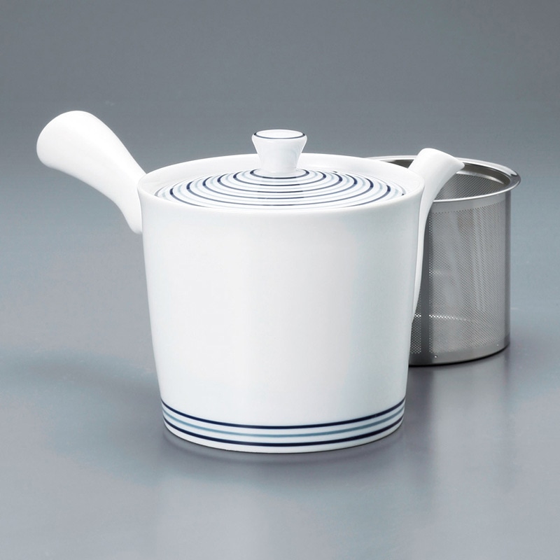 山万 45411-730 白磁渦SS中急須(有田焼) 1個（ご注文単位1個）【直送品】