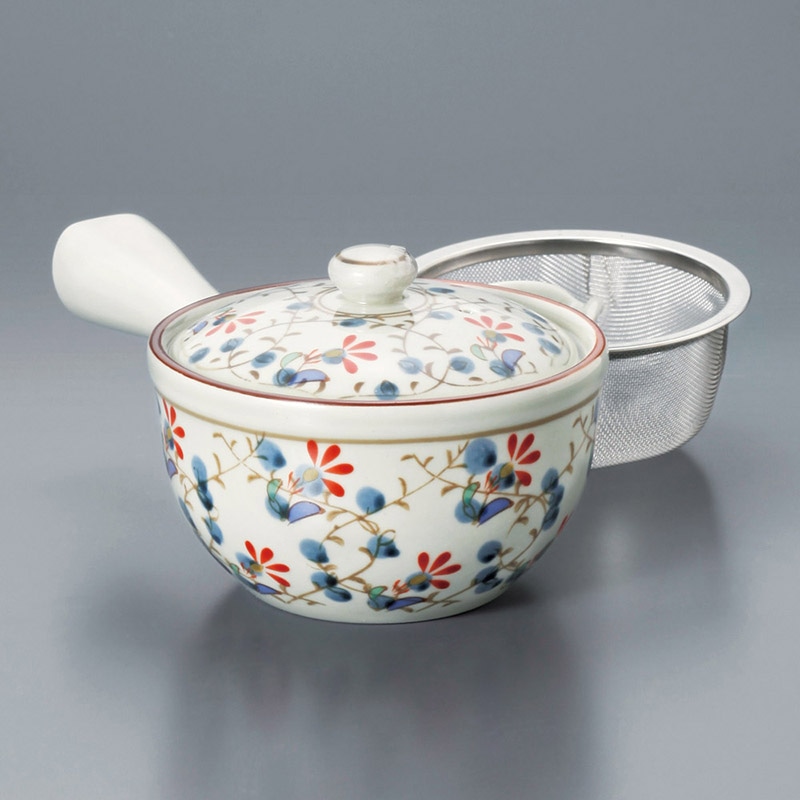 山万 45428-730 錦草花U付雀口中急須(有田焼) 1個（ご注文単位1個）【直送品】