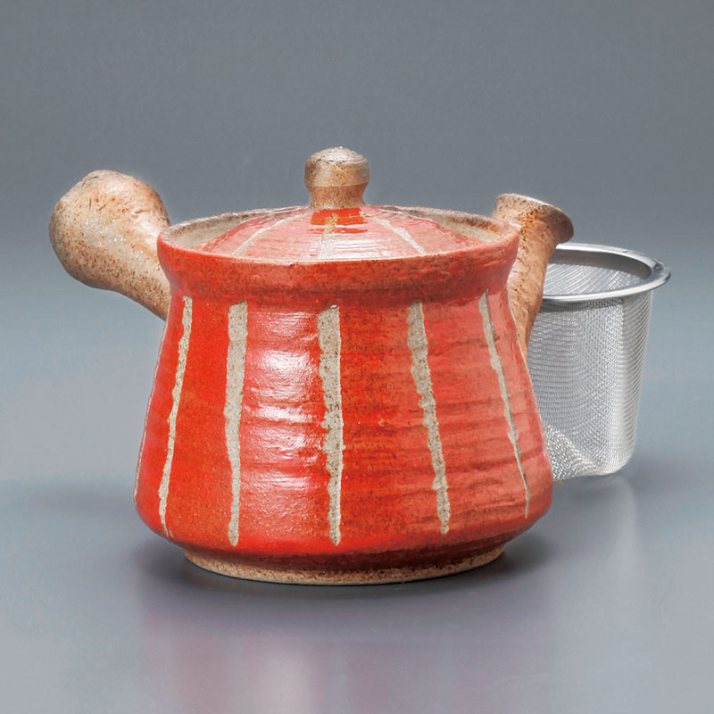 山万 45612-570 彫十草急須小(赤) 1個（ご注文単位1個）【直送品】