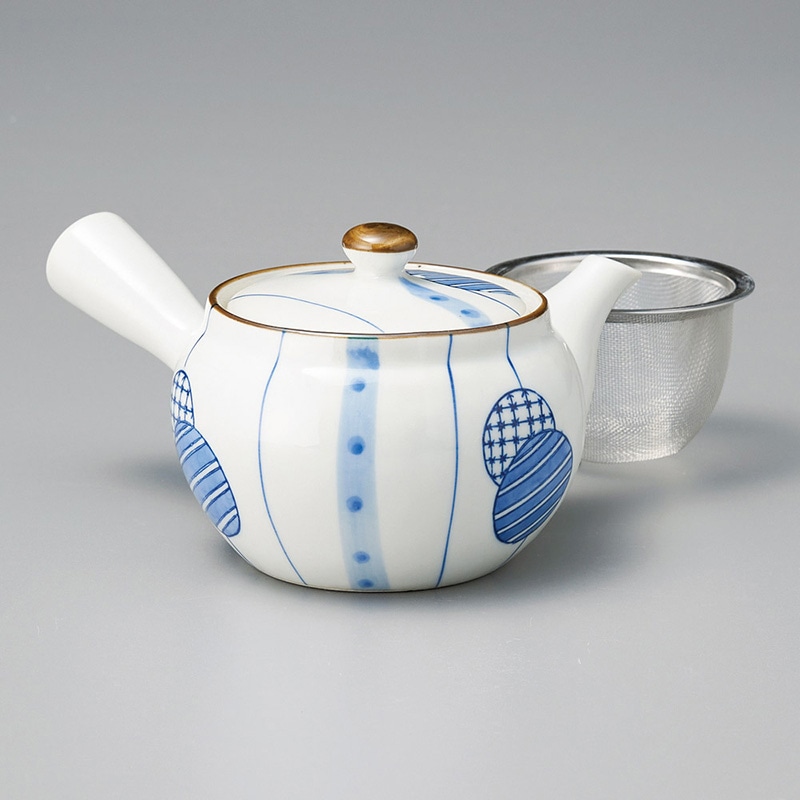 山万 45525-450 藍丸紋BA急須 (アミ付) 1個（ご注文単位1個）【直送品】