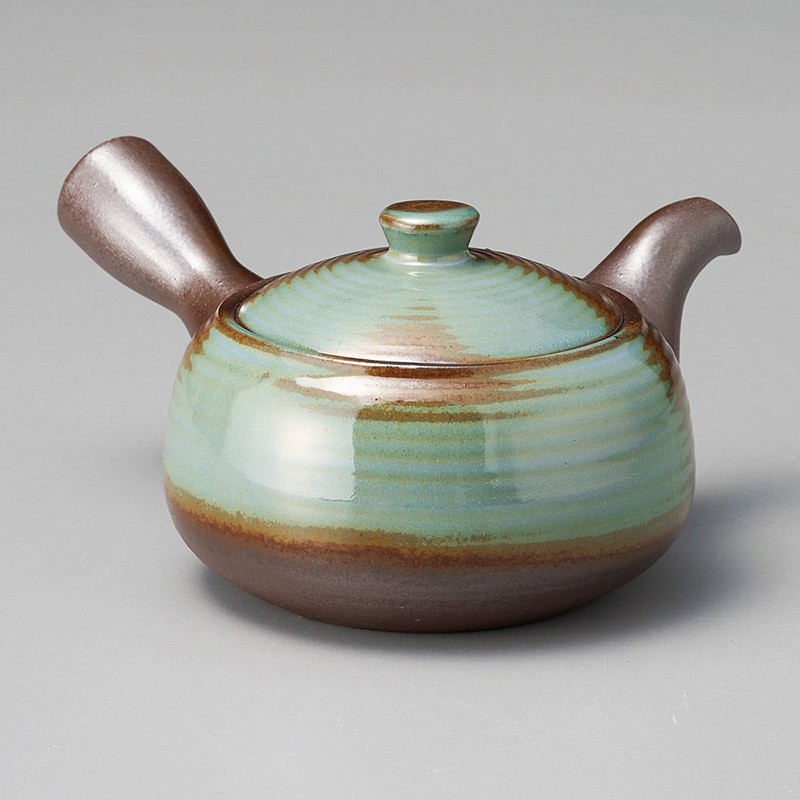 山万 45827-650 万古急須1.5南蛮福形青釉 丸 1個（ご注文単位1個）【直送品】