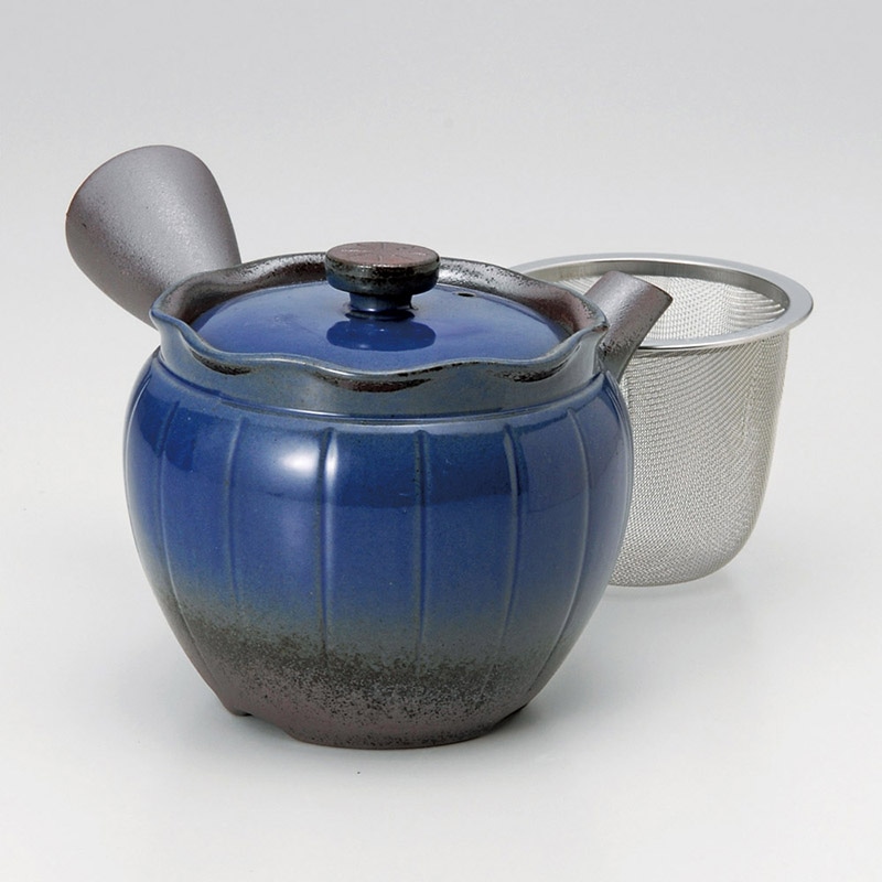 山万 45802-650 万古急須1.5花丸青 カゴ網付 1個（ご注文単位1個）【直送品】