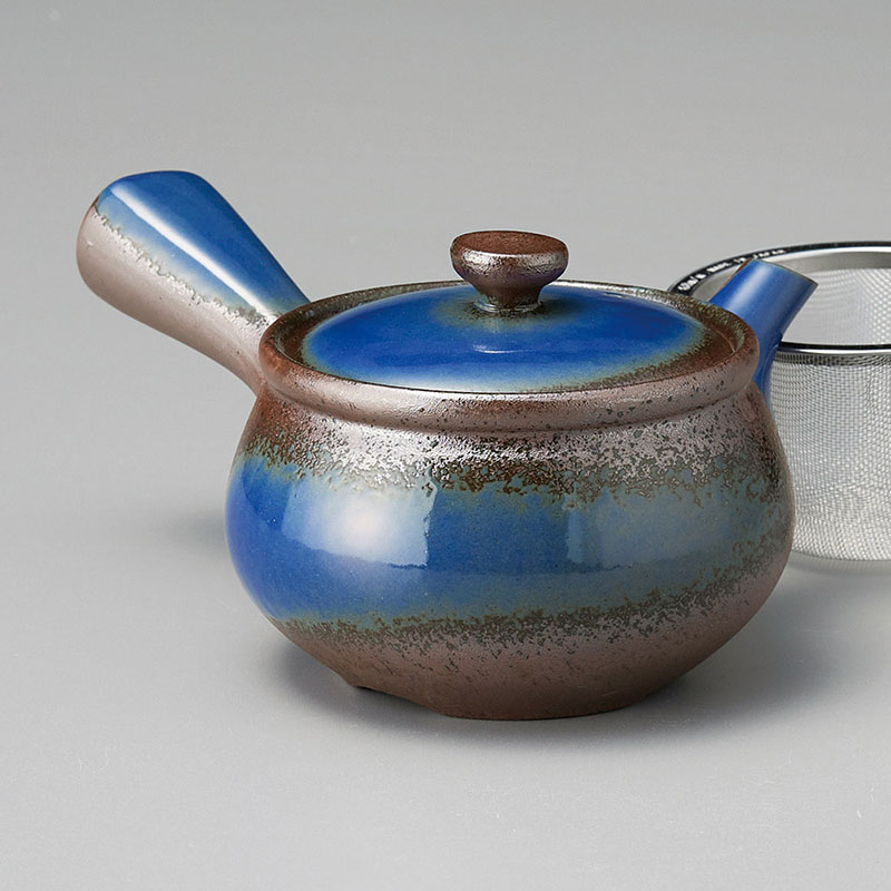 山万 45808-650 万古急須1.5丸碗青 カゴ網付 1個（ご注文単位1個）【直送品】