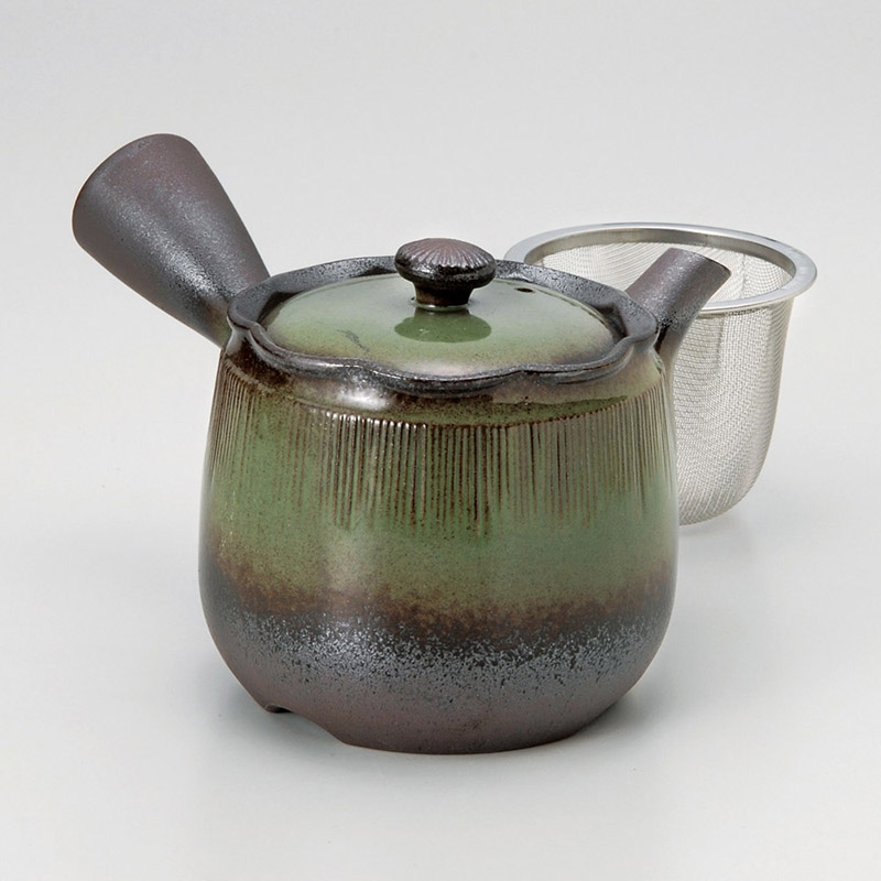 山万 45813-650 万古急須2花花森林 カゴ網付 1個（ご注文単位1個）【直送品】