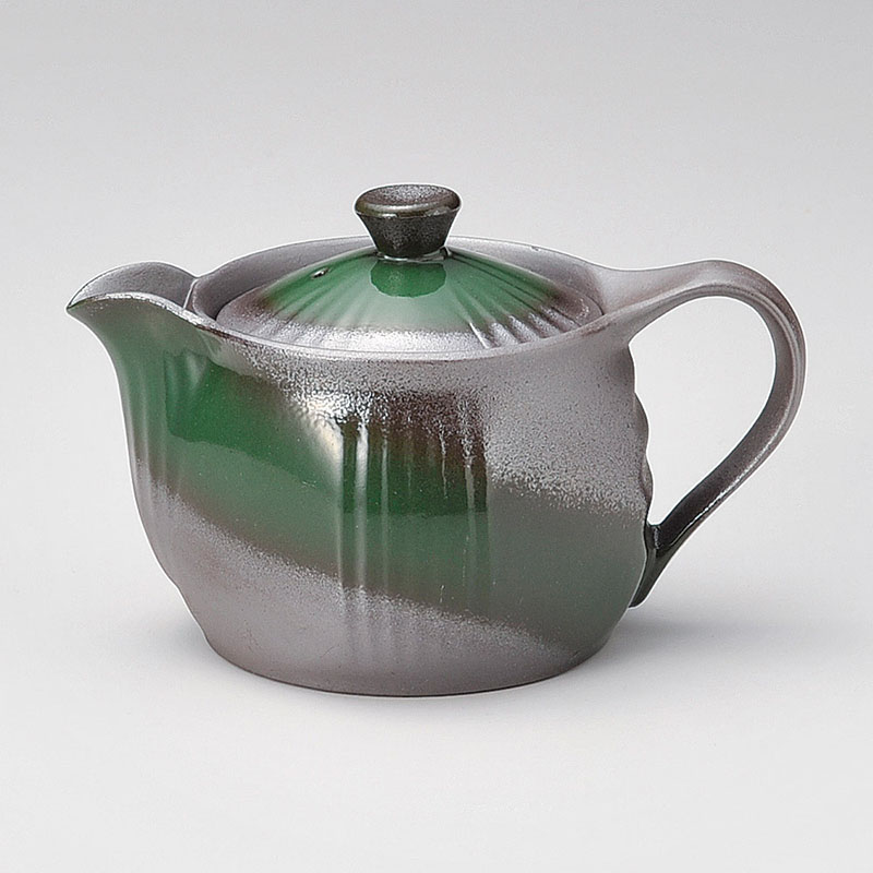 山万 45927-650 万古ポット2緑彩 平網 萬古焼 1個（ご注文単位1個）【直送品】