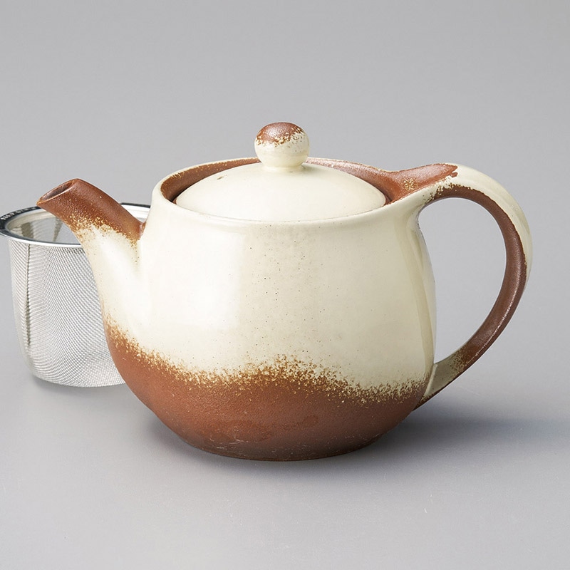 山万 45930-650 万古ポット2白 カゴ網付 萬古 1個（ご注文単位1個）【直送品】