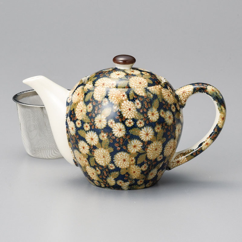 山万 46005-130 菊の小路ポット 紺 カゴアミ付 1個（ご注文単位1個）【直送品】