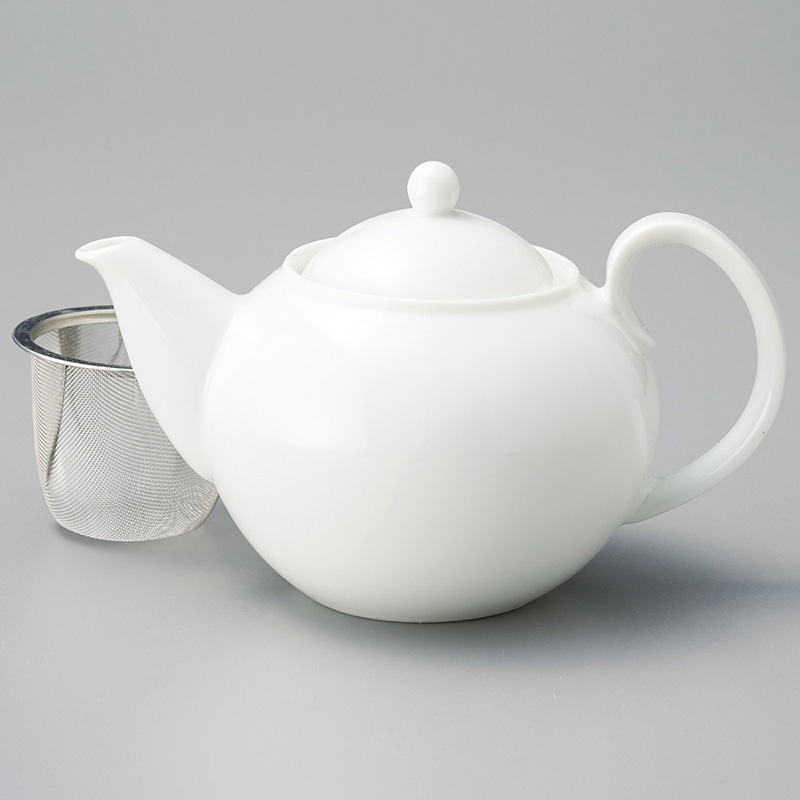 山万 46118-450 白磁ポット (アミ付) 1個（ご注文単位1個）【直送品】