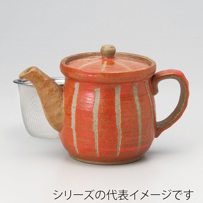 山万 46015-570 彫十草ポット小(赤) 1個（ご注文単位1個）【直送品】