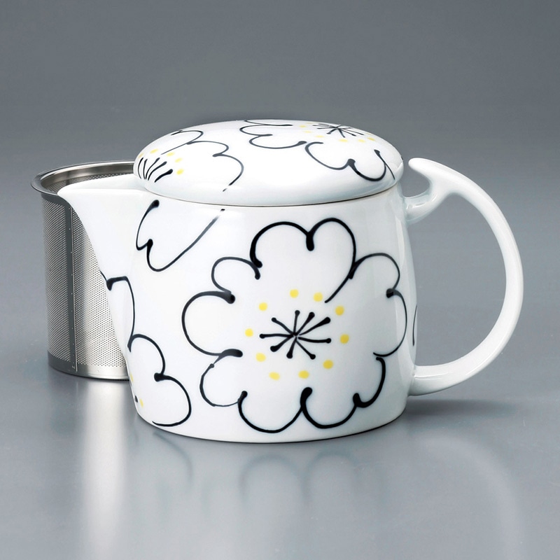 山万 46101-730 花はな 黒SSポット 有田焼 1個（ご注文単位1個）【直送品】