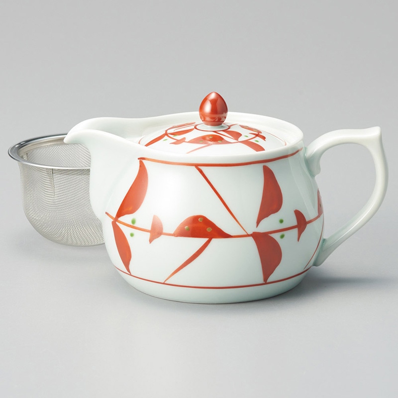 山万 46109-730 古代朱巻花U付ポット(有田焼) 1個（ご注文単位1個）【直送品】