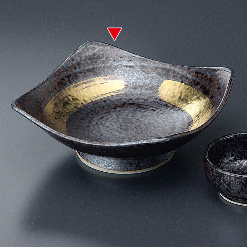 山万 46217-710 焼〆ヒワ釉金線向付(有田焼) 1個（ご注文単位1個）【直送品】