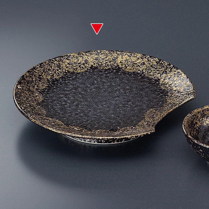 山万 46311-710 鉄砂金タタキ半月天皿(有田焼) 1個（ご注文単位1個）【直送品】