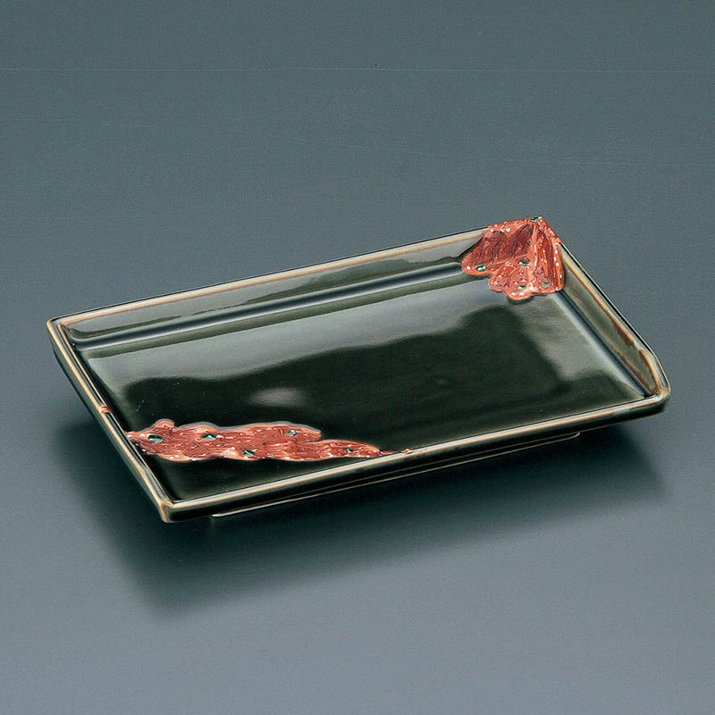 山万 46408-710 織部青磁朱明焼皿(有田焼) 1個（ご注文単位1個）【直送品】