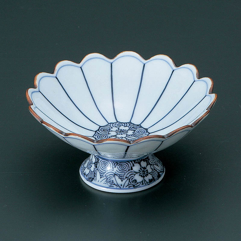 山万 46612-710 染付線割菊型中付(有田焼) 1個（ご注文単位1個）【直送品】