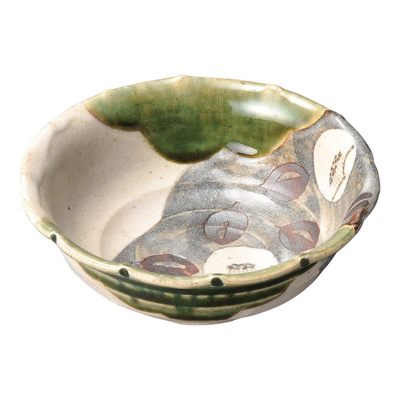 山万 47366-510 織部椿 輪花小鉢 1個（ご注文単位1個）【直送品】