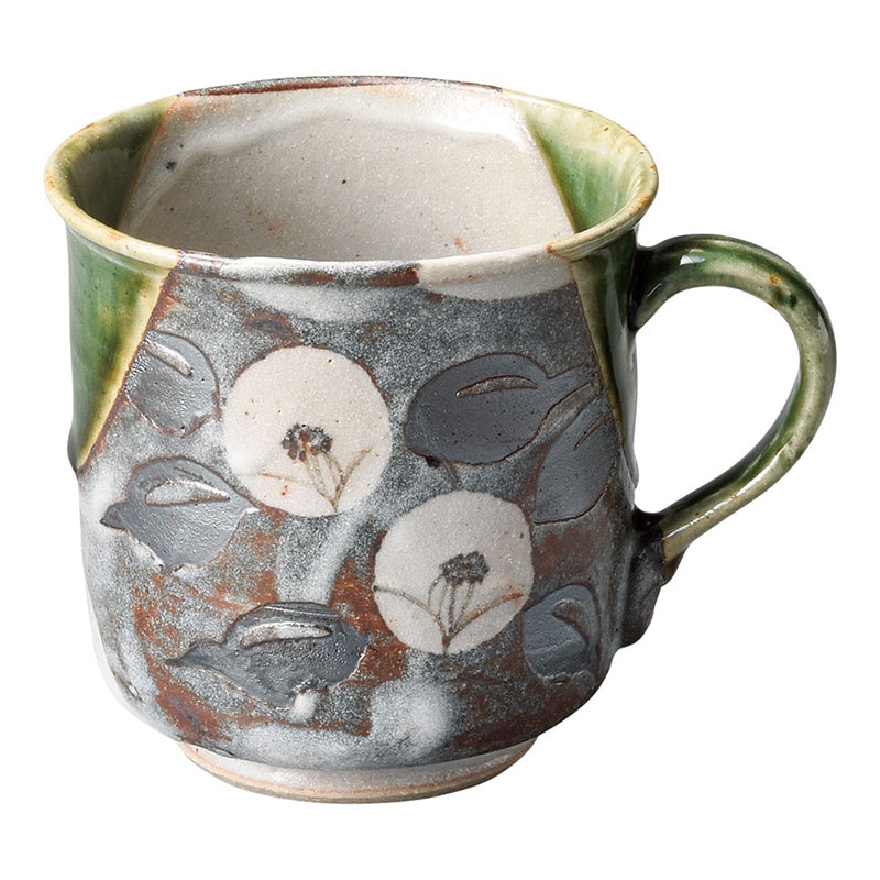 山万 47373-510 織部椿 マグカップ 1個（ご注文単位1個）【直送品】