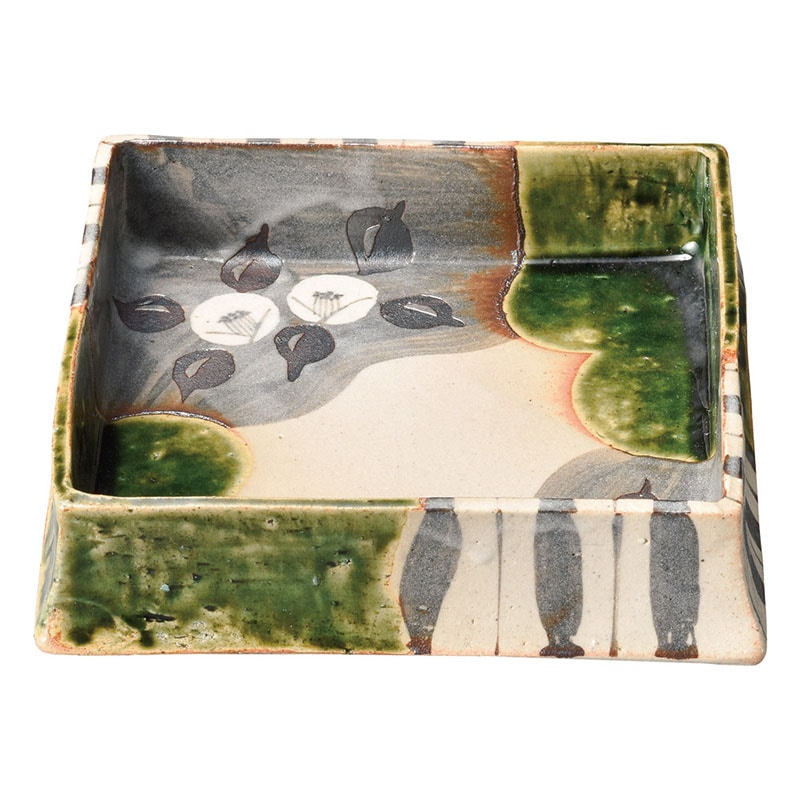 山万 47374-510 織部椿 切立菓子器 1個（ご注文単位1個）【直送品】