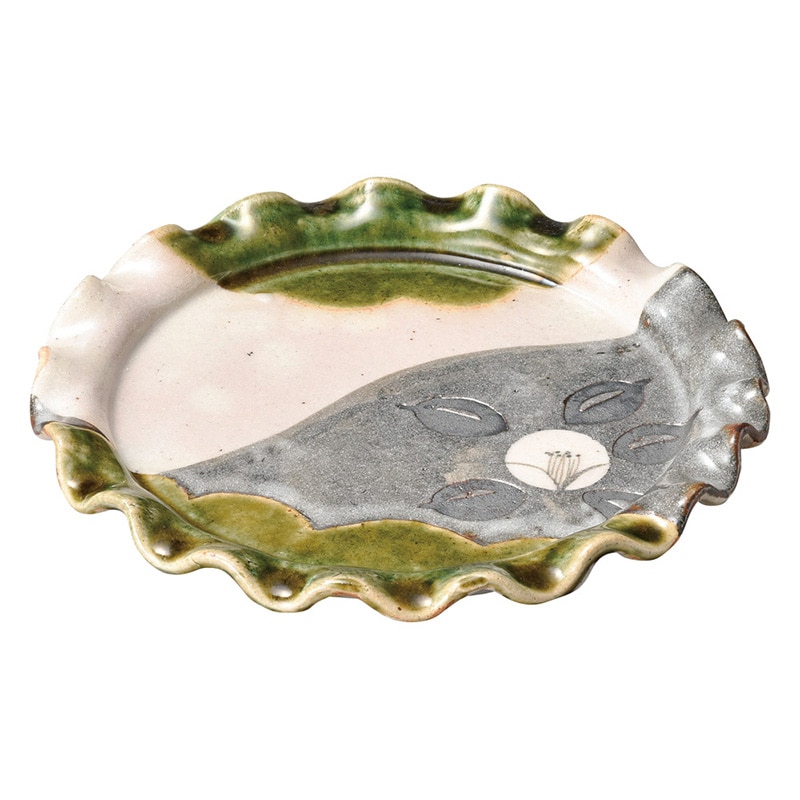 山万 47375-510 織部椿 輪花70皿 1個（ご注文単位1個）【直送品】