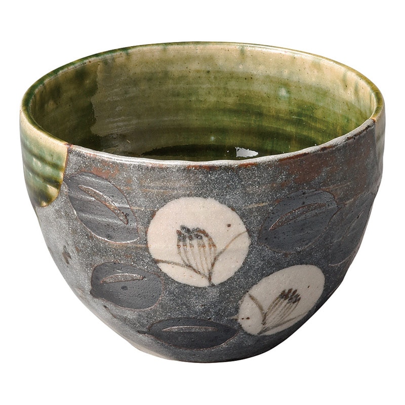 山万 47376-510 織部椿 たっぷり碗 1個（ご注文単位1個）【直送品】