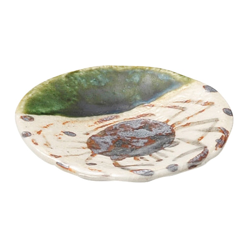 山万 47608-510 志野かに 丸小皿 1個（ご注文単位1個）【直送品】