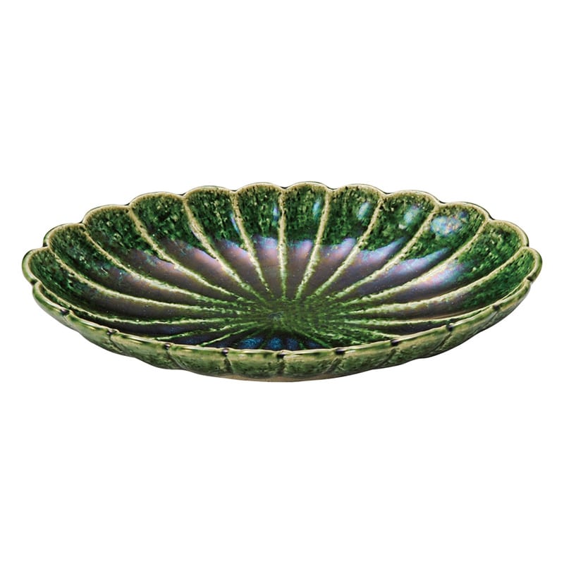 山万 47634-570 織部菊花 7.0楕円鉢 1個（ご注文単位1個）【直送品】