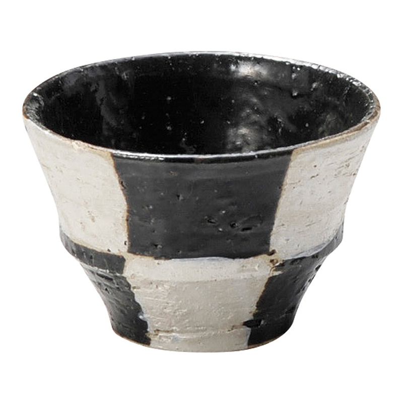 山万 47736-510 銀彩市松 黒釉ぐい呑 1個（ご注文単位1個）【直送品】