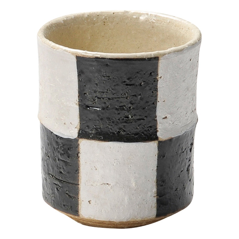 山万 47739-510 銀彩市松 黒釉湯呑 1個（ご注文単位1個）【直送品】