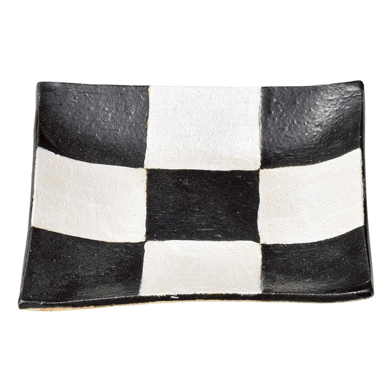 山万 47741-510 銀彩市松 黒釉角皿 1個（ご注文単位1個）【直送品】