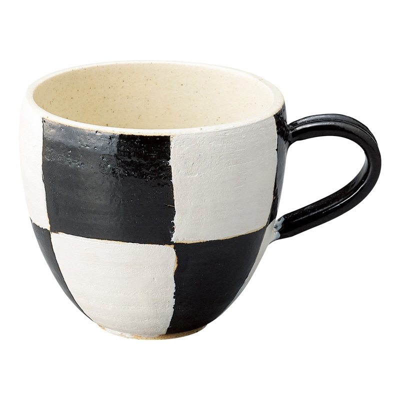 山万 47743-510 銀彩市松 黒釉マグカップ 1個（ご注文単位1個）【直送品】