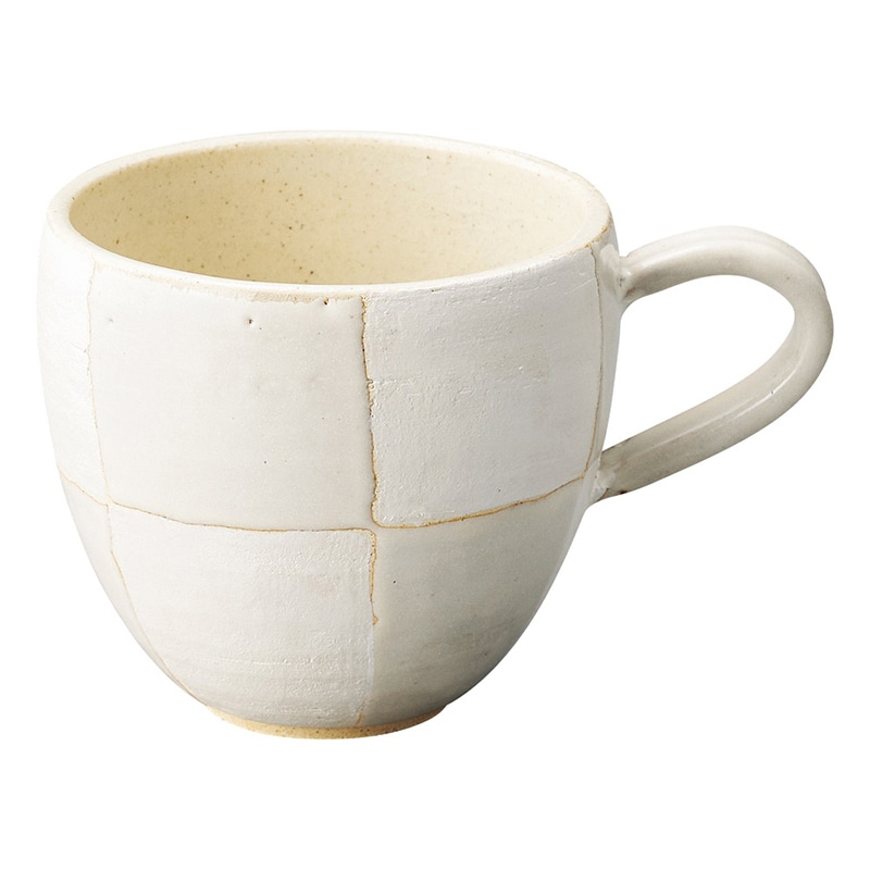 山万 47744-510 銀彩市松 白釉マグカップ 1個（ご注文単位1個）【直送品】