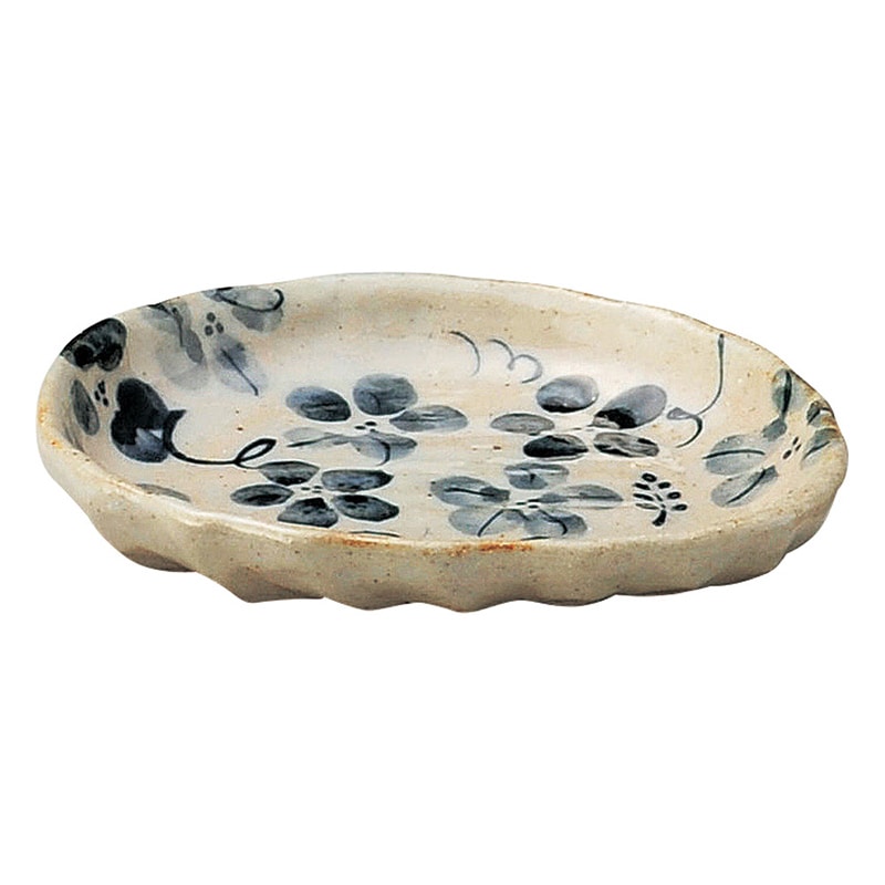 山万 47201-570 藍の花 変形小皿(青) 1個（ご注文単位1個）【直送品】