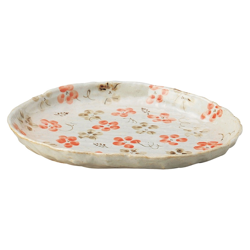 山万 47214-570 藍の花 変形大皿(赤) 1個（ご注文単位1個）【直送品】