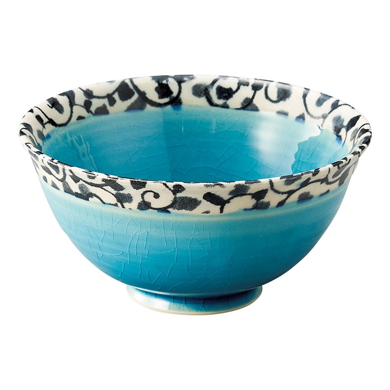 山万 47512-510 唐草トルコ 飯碗 大 1個（ご注文単位1個）【直送品】