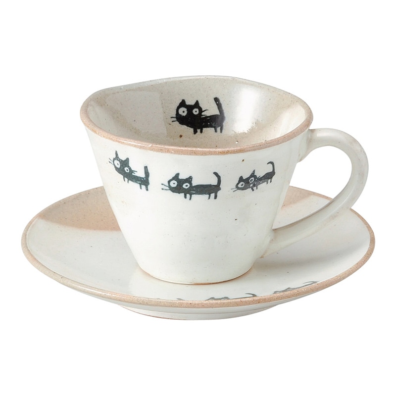 山万 51059-570 黒ねこ コーヒー碗皿 1個（ご注文単位1個）【直送品】