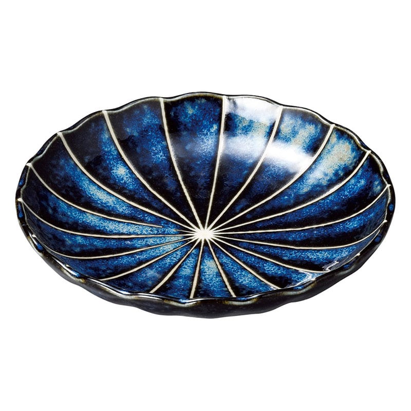 山万 50810-190 十草 (窯変紺)菊型3.5皿 1個（ご注文単位1個）【直送品】