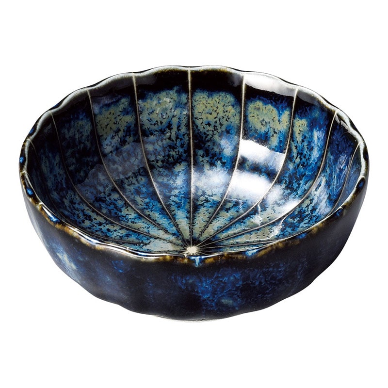 山万 50814-190 十草 (窯変紺)菊型3.5鉢 1個（ご注文単位1個）【直送品】