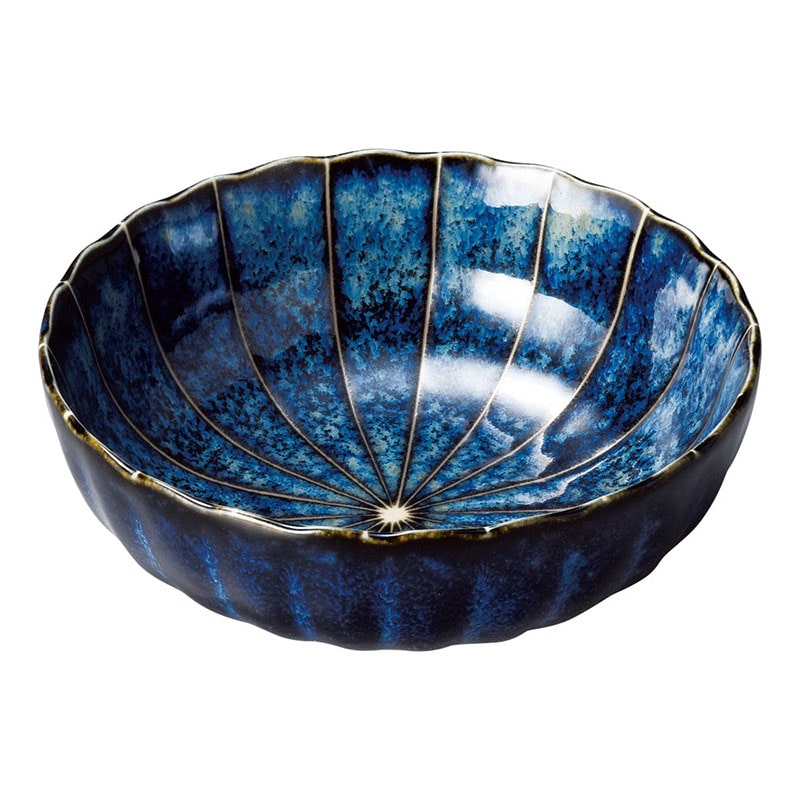 山万 50815-190 十草 (窯変紺)菊型4.5鉢 1個（ご注文単位1個）【直送品】