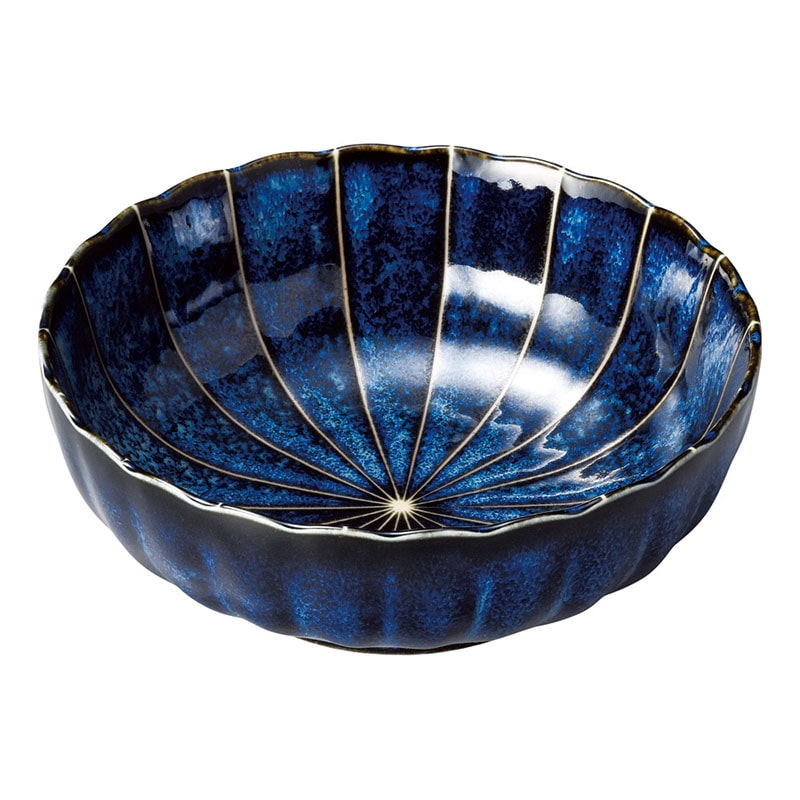 山万 50816-190 十草 (窯変紺)菊型5.5鉢 1個（ご注文単位1個）【直送品】