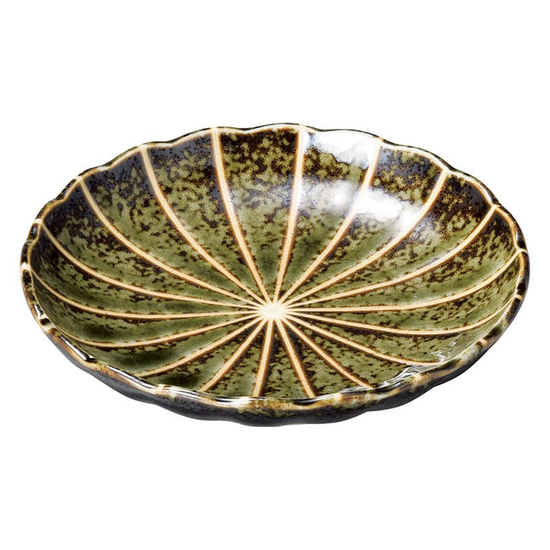 山万 50819-190 十草 (深緑)菊型3.5皿 1個（ご注文単位1個）【直送品】