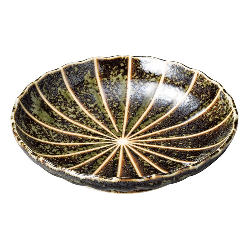 山万 50820-190 十草 (深緑)菊型4.0皿 1個（ご注文単位1個）【直送品】