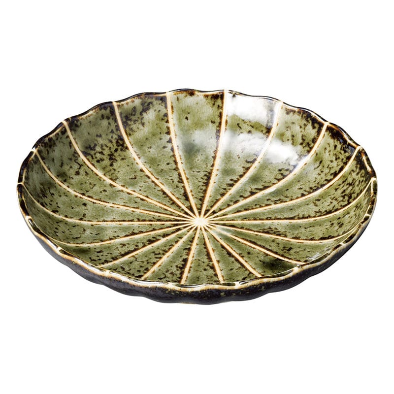 山万 50821-190 十草 (深緑)菊型5.0皿 1個（ご注文単位1個）【直送品】