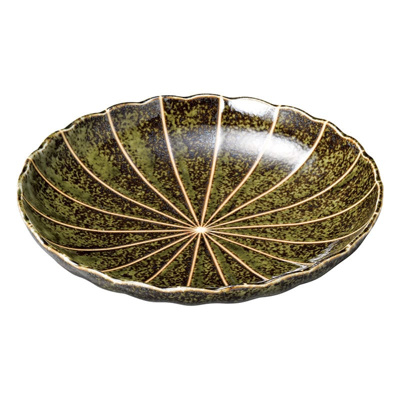 山万 50822-190 十草 (深緑)菊型7.5皿 1個（ご注文単位1個）【直送品】