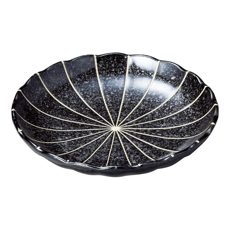 山万 50828-190 十草 (黒マット)菊型3.5皿 1個（ご注文単位1個）【直送品】