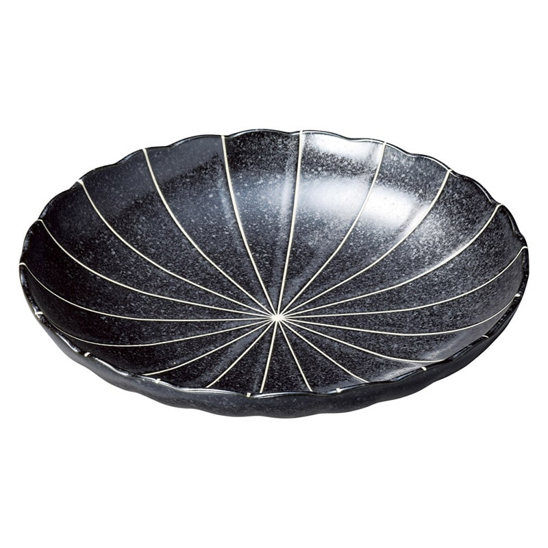 山万 50831-190 十草 (黒マット)菊型7.5皿 1個（ご注文単位1個）【直送品】