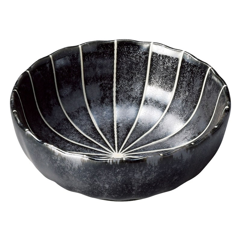 山万 50832-190 十草 (黒マット)菊型3.5鉢 1個（ご注文単位1個）【直送品】