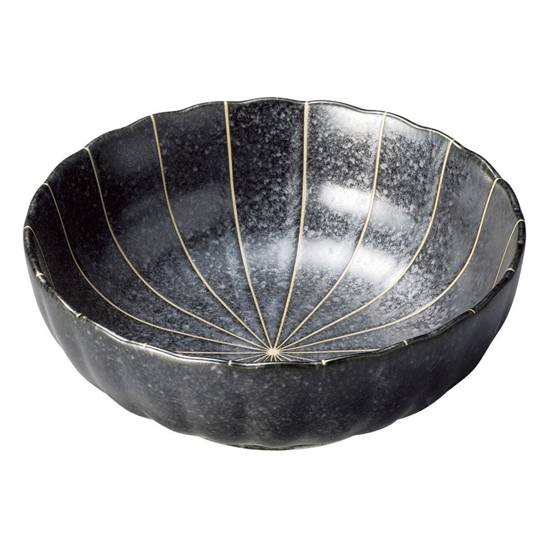 山万 50834-190 十草 (黒マット)菊型5.5鉢 1個（ご注文単位1個）【直送品】