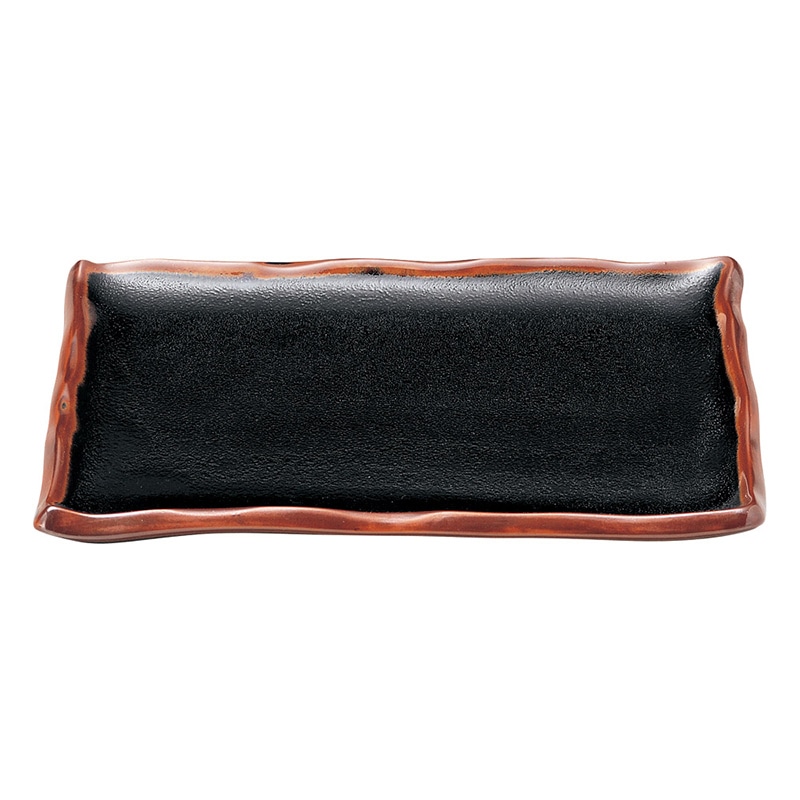 山万 48911-100 ゆず天目 手造り長角尺皿 1個（ご注文単位1個）【直送品】